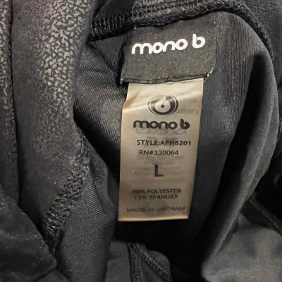 Mono B Women’s Shiny Moto Leggings Black Yoga Workout Size Large