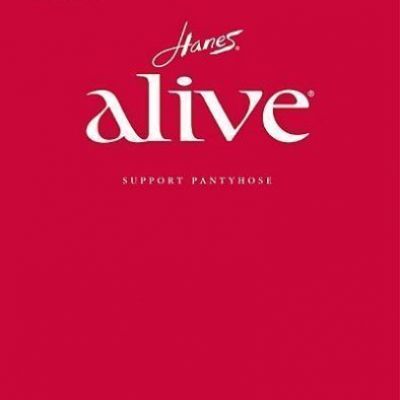 Hanes ALIVE Full Support Control Top Reinforced Black Pantyhose Size C