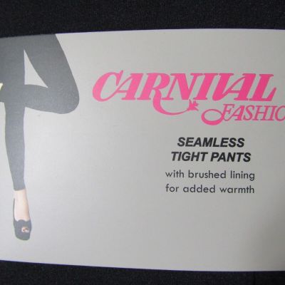 NWT Carnival Fashion Seamless Tight Pants Brushed Warm Lining BLACK Size 2-16