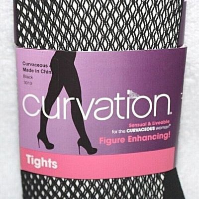 Curvation Women's Net Patterned Black, Style 3010 Tights - Pick Your Size
