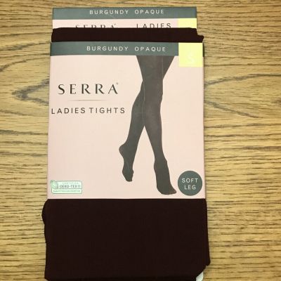 New Serra Women's tights Ladies SMALL burgundy opaque NWT soft leg