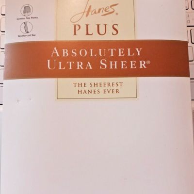 Hanes Plus Absolutely Ultra Sheer Pantyhose Hosiery Size One Plus Barely Black