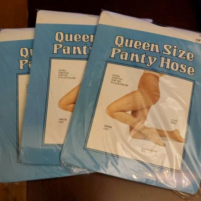 3 Pair Queen Size Pantyhose 9539 Off Black Up to 240lbs