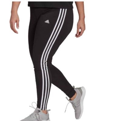 Adidas Black Stripe Leggings Size 1X Stretchy Athletic Workout Pants EUC