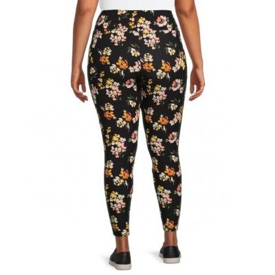 NEW?Womans PLUS Floral high rise legging's by Terra & Sky size 1X~yellow/black