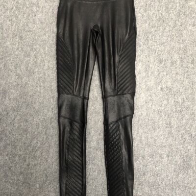 SPANX  Black Faux Leather Moto Leggings Full Length Hi Rise Size XS