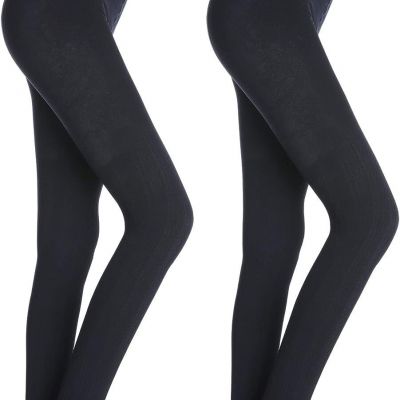 G&Y 2 Pairs Patterned Fleece Lined Tights for Women - 120D Opaque Warm Winter Pa