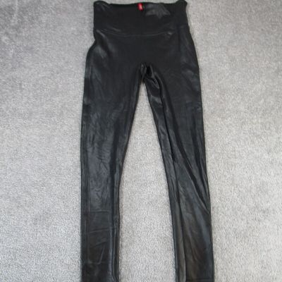 Spanx Leggings Womens Medium Petite Black Faux Leather Compression