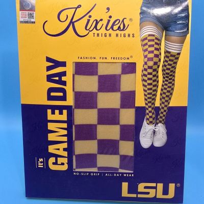 Kixies Game Day Purple and Gold Thigh High Stockings No Slip Grips Size A NEW