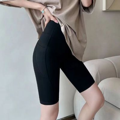 Sports Leggings Solid Color Exercise Anti-shrink Cycling Pants Sweat Absorption