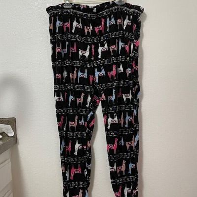 Velour Leggings Black w/Multicolor Llamas Secret Treasures Size XXXL Women