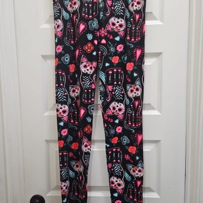 EUC Unbranded Sugar Skull Cat Leggings - Multi - OSFM (up to 14W)