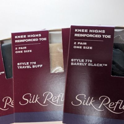 Hanes Silk Reflections Knee Highs (Lot Of 3 Pack) (Style 775) Mixed Color Sheer.