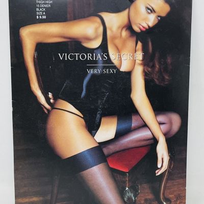 Victorias Secret Very Sexy Satin Top Thigh High Black Stockings Size A