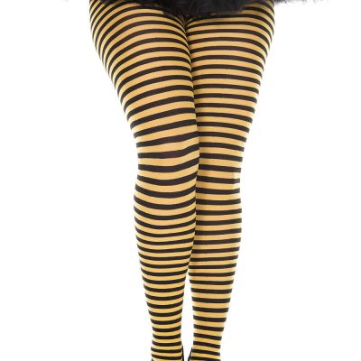 Plus Size Opaque Striped Pantyhose Halloween Tights