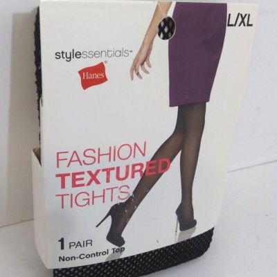 Hanes Style Essentials Tights Womens Size L/XL Black Fashion Textured Fishnet