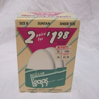 Vintage Leggs Pantyhose Egg, Regular Suntan Size B 2 pair- New