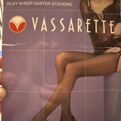 Vassarette Garter Stockings & Silky Sheer Garter Medium Black 4025 New