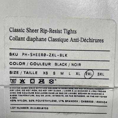 Sheertex Women's Classic Sheer Rip Resist Tights Size 2XL