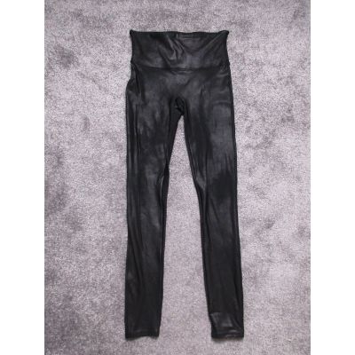 Spanx Leggings Medium Liquid Black Faux Leather FADING READ