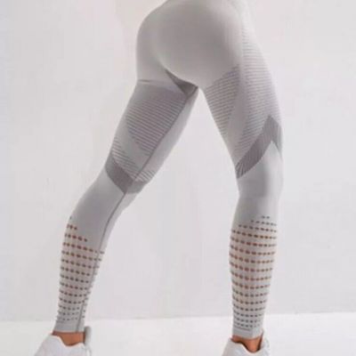 Women Workout Sexy Leggings Hollow Printed Pants Push Up Slim High Waist Fitness