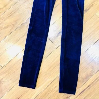 SPANX blue velour velvet style leggings pants yoga fitness small