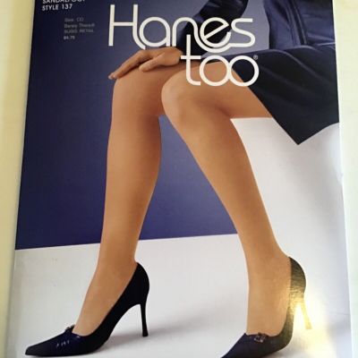 Hanes Too Day Sheer Pantyhose Control Top 136 ,Sz CD Barely There Reinforced Toe