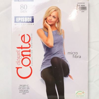 Conte Women's Episode 80 Denier Matte Opaque Tights CL5 Black Size 2 NWT