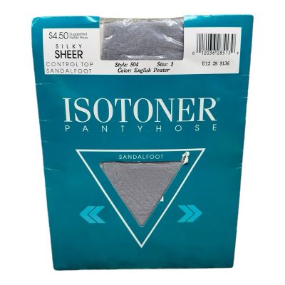 Isotoner Pantyhose Control Top Sandalfoot English Pewter Size 1 NOS