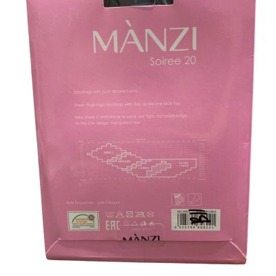 MANZI 1 Pair Pantyhose Soiree 20 Black 3(M) Stockings with lace silicone band