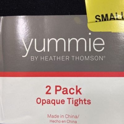 2 PACK WOMENS SMALL BLACK HEATHER THOMSON OPAQUE YUMMIE TIGHTS