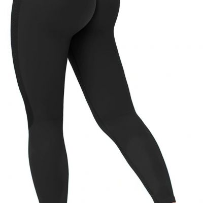 Workout Leggings for Women High Waisted Scrunch Booty Lifting Large, Black