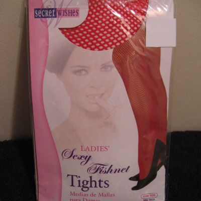SECRET WISHES ladies sexy fishnet tights (red) one size fits all, new in package