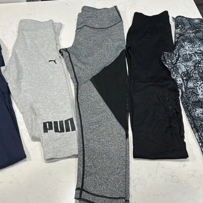 Lot 5 Leggings Pants Sz Small Gym Workout Sport Puma Blue Black Gray Hiking