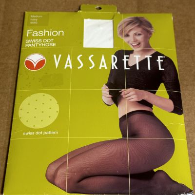 Vintage Vassarette Fashion Swiss Dot Pantyhose #440 Size Medium - IVORY