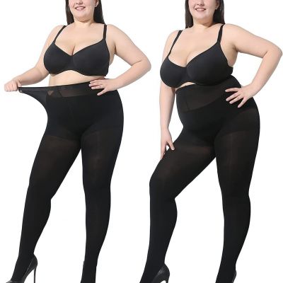 MOOCHI 2 Pairs Women's Plus Size Opaque Tights