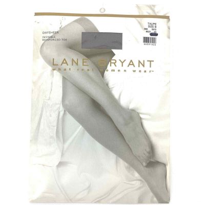Lane Bryant Daysheer Invisible Reinforced Toe Taupe Size B Pantyhose