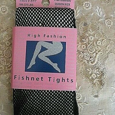 NEW HIGH FASHION QUEEN SIZE BLACK FISHNET TIGHTS - FITS150-225 LBS, 5'3