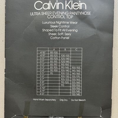 Calvin Klein Ultra Sheer Evening Pantyhose Size B Control Top Sandaltoe Capri