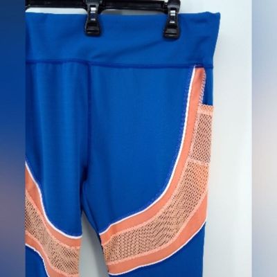 BSP 3X Mesh Blue Orange Work Out Gym Leggings Spandex Blend Plus Size