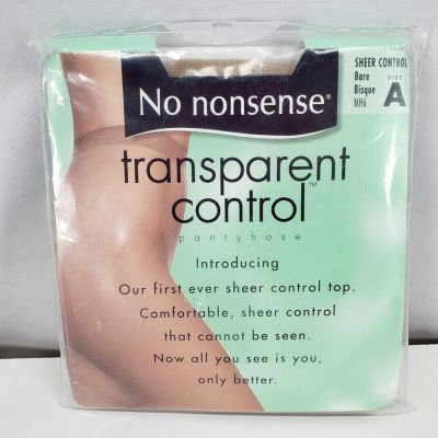 No Nonsense Transparent Control Pantyhose Sheer Control Bare Bisque Size A
