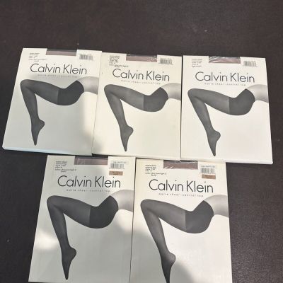 CALVIN KLEIN Pantyhose Nude Sz D Skin Tone Light 3 5 Pairs Hosiery Matte Sheer