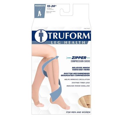 Truform Zipper Compression 15-20mmHg Medical Stock'n Open ToeSocks Women/Men LG
