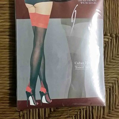 Cuban Heel Two Toned Thigh High Stockings, Formal, Retro Pin-up Cosplay HAVE FUN
