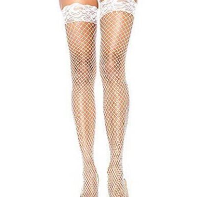 Women's Lace Top Fishnet Thigh-High Stockings Antiskid Silicone Sexy Stay Up