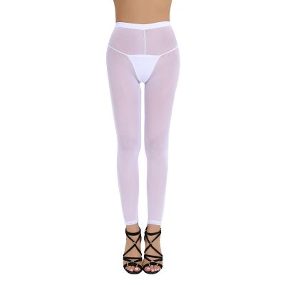 US Women's Shiny High Waist Stretchy Tights Pants Rave Dance Bottoms Clubwear