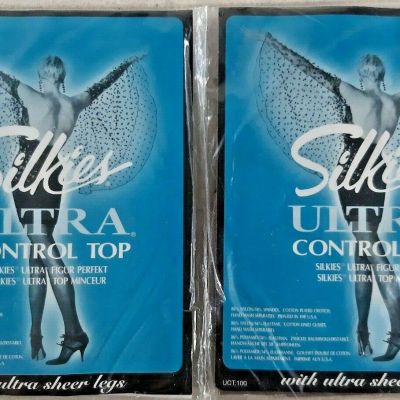 Pantyhose Silkies ULTRA Control Top Medium Taupe 030205 VINTAGE 2-Pair