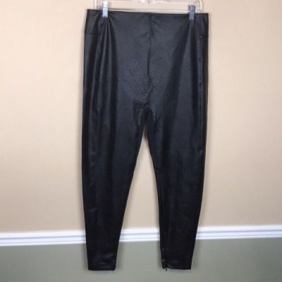 Honeylove Women’s Faux Leather Black Pull-On Zipper Ankle Leggings Pants Sz 2X