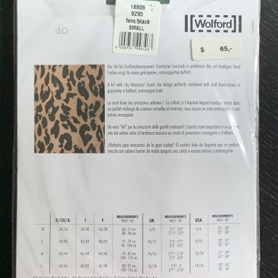 Wolford Leo Stockings Pantyhose Tight Leopard Animal Lace Green Fern Black Small