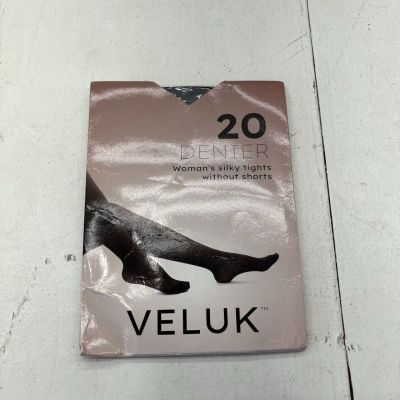 Veluk Black 20 Denier Silky Tights Women's Size 4-L NEW